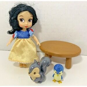 Disney Animators Collection Snow White Mini Doll Playset figures chipmunk bird